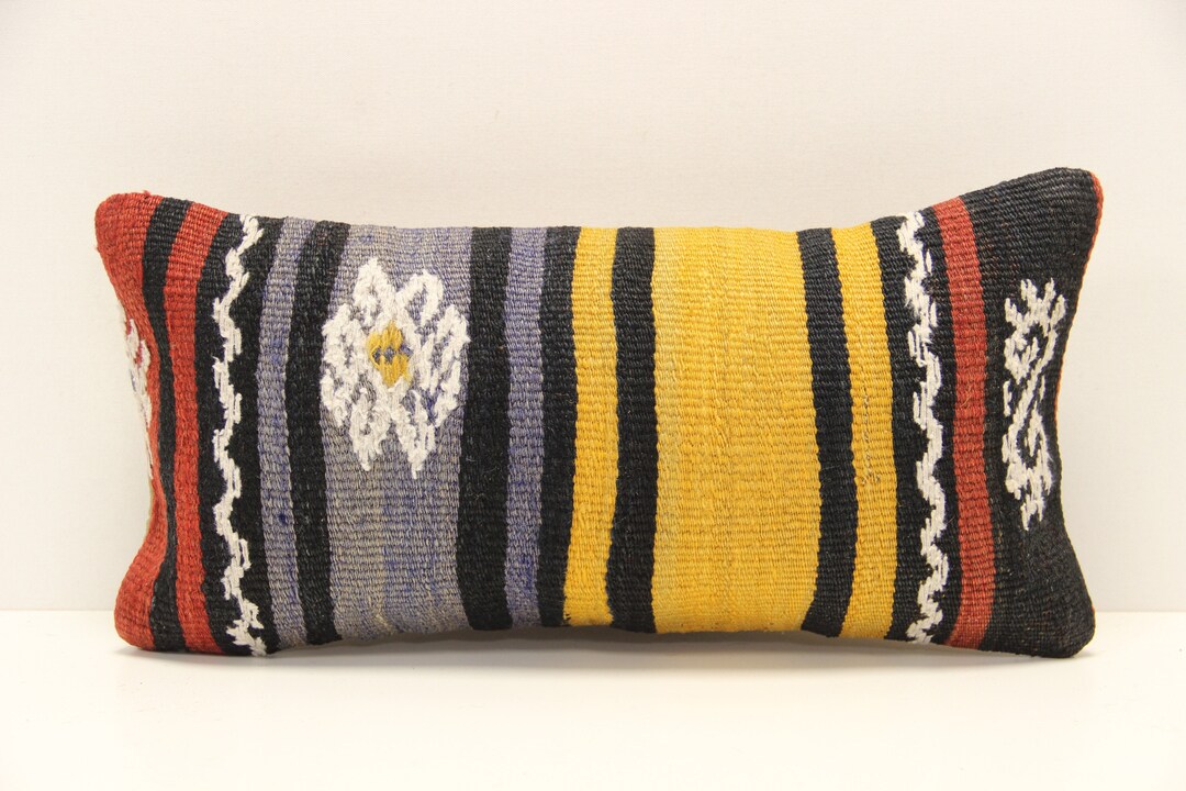 Kilim Lumbar Pillow Cover 8x16 Inch 20x40 Cm Bedding Pillow Turkish