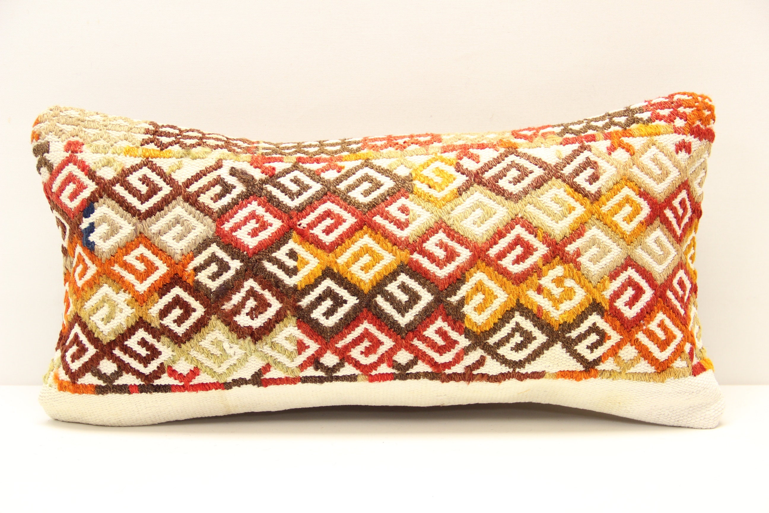 Kilim Lumbar Pillow Cover 10x20 inch 25x50 Cm Bedding Pillow Oriental art deco cushion cover Turkish Handmade Decorative Home Design KA-101