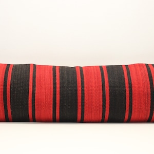 King Size Kilim Lumbar Pillow Cover: 14x48 inch, Handmade Wool Bedding