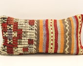 Kilim Lumbar Pillow Cover 8x16 inch 20x40 Cm Bedding Pillow Turkish Handmade Decorative Home Design KG-24