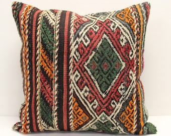 Handmade Kilim Pillow Cover 24x24 inch 60x60 Cm Square pillow cover Bedding Pillow Turkish Decorative Oriental Design Boho Pillow KXL-5