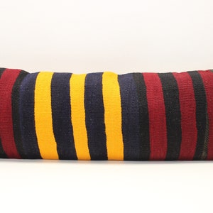 Large Kilim Lumbar Pillow Cover 12x36: Turkish Boho Home Decor