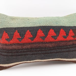 Throw Kilim Pillow Cover 12x20 inch 30x50 Cm Rustic Pillow Anatolian Natural cushion cover Turkish Handmade Decorative Bolster KB-297