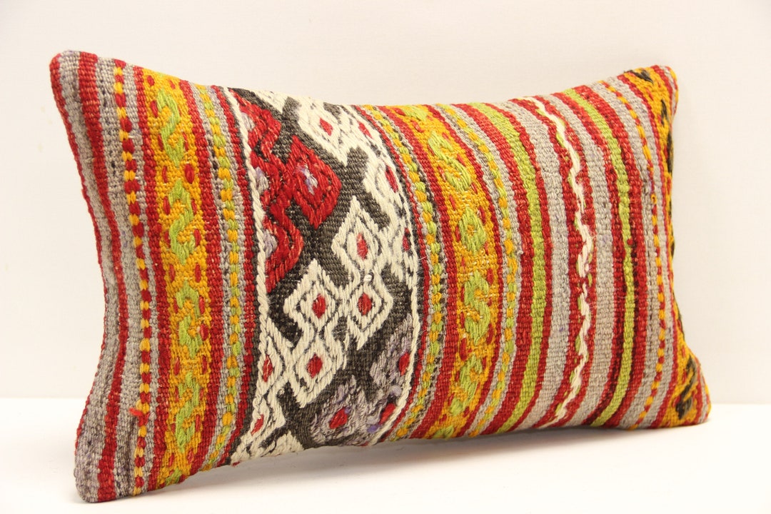 Kilim Lumbar Pillow Cover 12x20 Inch 30x50 Cm Bedding Pillow Etsy