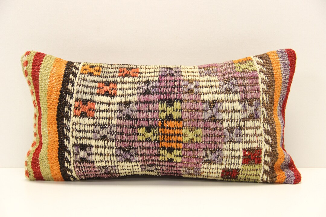 Kilim Lumbar Pillow Cover 8x16 Inch 20x40 Cm Bedding Pillow Turkish