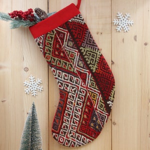 Christmas Stocking holiday stocking Kilim Christmas ornaments handmade  Christmas Stockings  Decor Gift New year Unique Stocking KJ-14