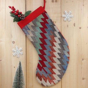 Christmas Stocking holiday stocking Kilim Christmas ornaments handmade  Christmas Stockings  Decor Gift New year Unique Stocking KJ-19