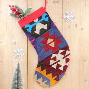 Christmas Stocking holiday stocking Kilim Christmas ornaments handmade  Christmas Stockings  Decor Gift New year Unique Stocking KJ-18