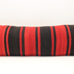 Large Kilim Lumbar Pillow Cover 12x36: Turkish Boho Home Decor