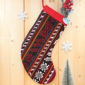 Christmas Stocking holiday stocking Kilim Christmas ornaments handmade  Christmas Stockings  Decor Gift New year Unique Stocking KJ-08