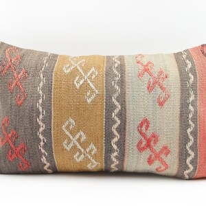 Throw Kilim Pillow Cover 12x20 inch 30x50 Cm Rustic Pillow Anatolian Natural cushion cover Turkish Handmade Decorative Bolster KB-278