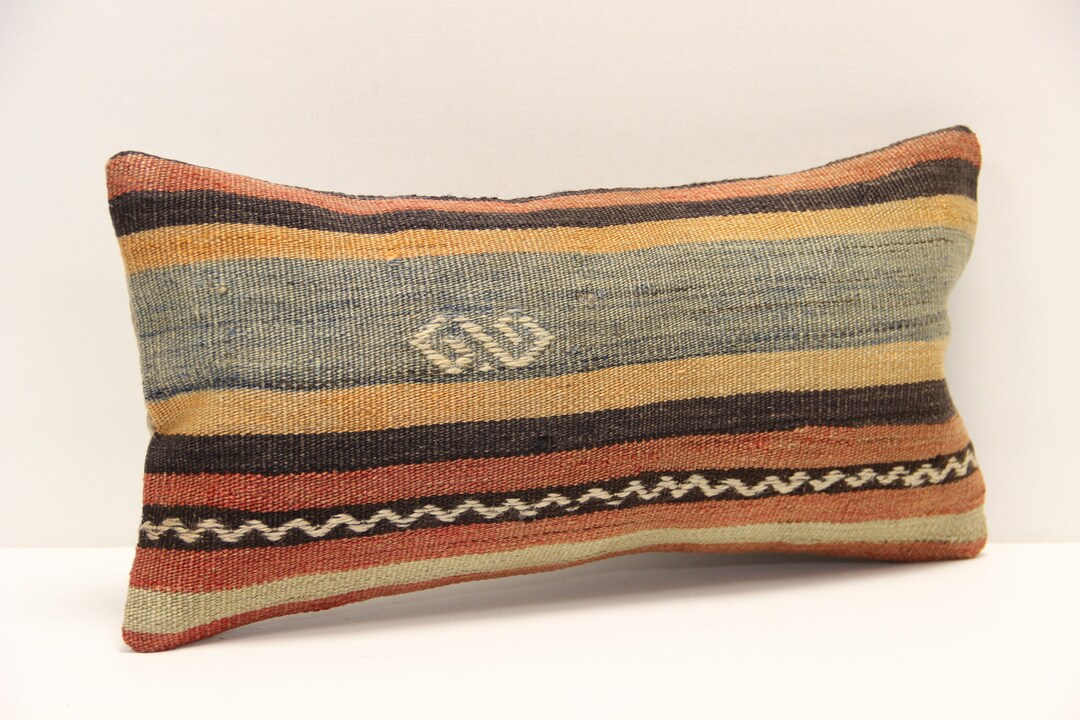 Kilim Lumbar Pillow Cover 8x16 Inch 20x40 Cm Bedding Pillow Turkish