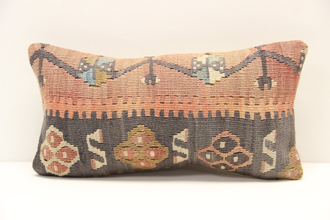 Kilim Lumbar Pillow Cover 8x16 Inch 20x40 Cm Bedding Pillow Etsy UK