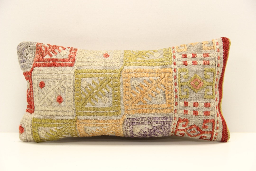 Kilim Lumbar Pillow Cover 8x16 Inch 20x40 Cm Bedding Pillow Etsy