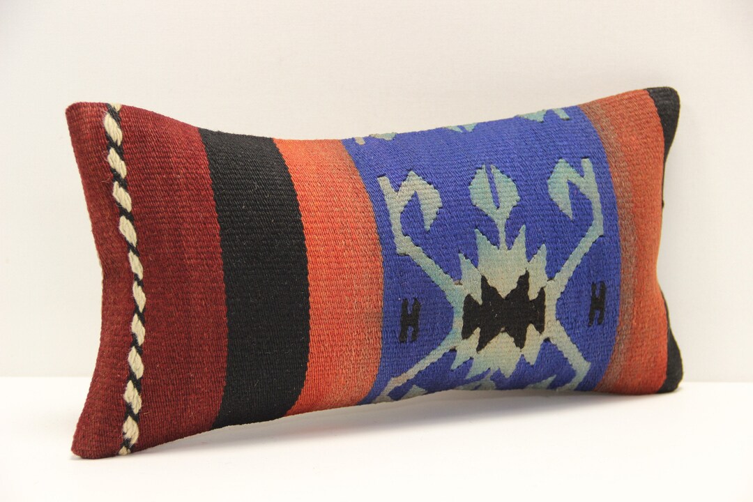 Kilim Lumbar Pillow Cover 8x16 Inch 20x40 Cm Bedding Pillow Turkish