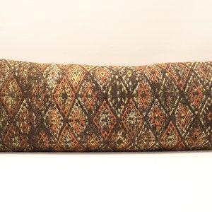 Large Kilim Lumbar Pillow Cover: Turkish Handmade Boho Decor (12x36 inch)