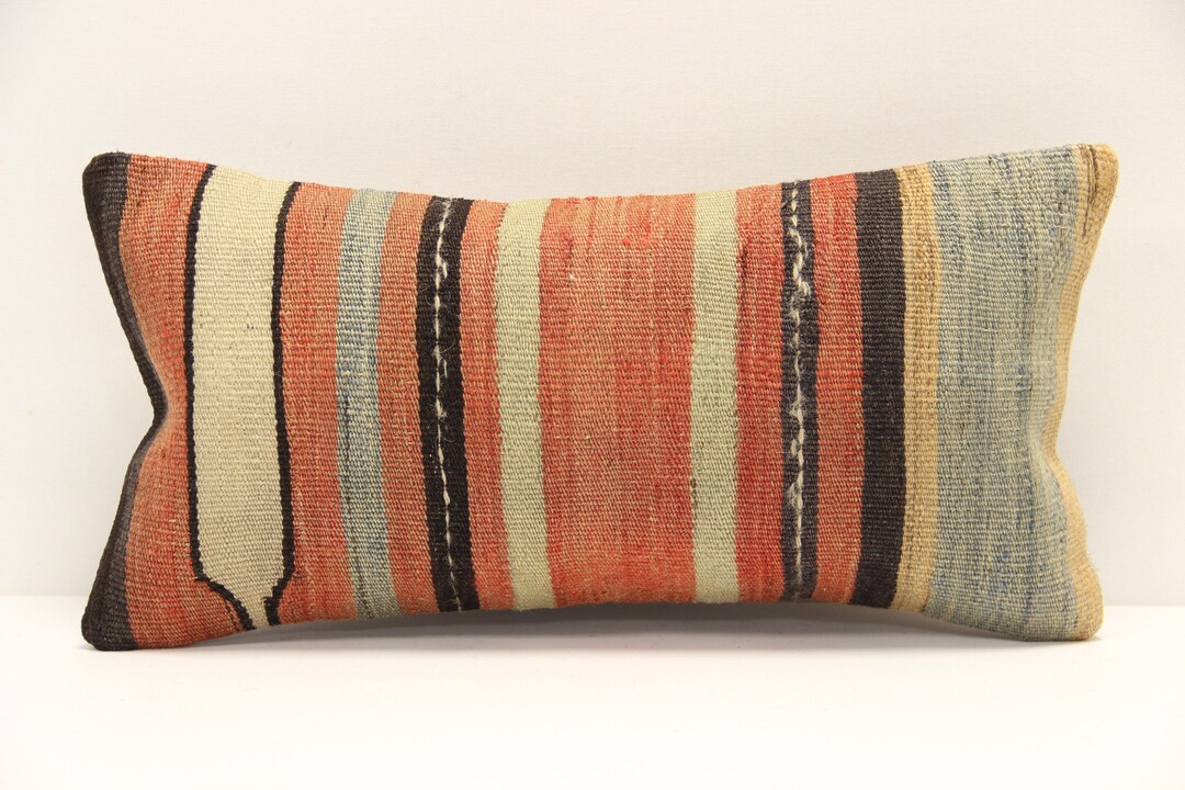 Kilim Lumbar Pillow Cover 8x16 Inch 20x40 Cm Bedding Pillow Etsy
