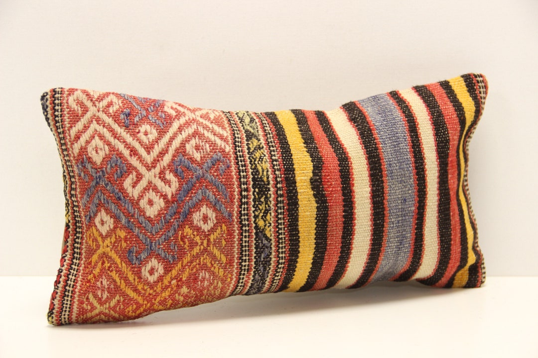 Kilim Lumbar Pillow Cover 8x16 Inch 20x40 Cm Bedding Pillow Turkish