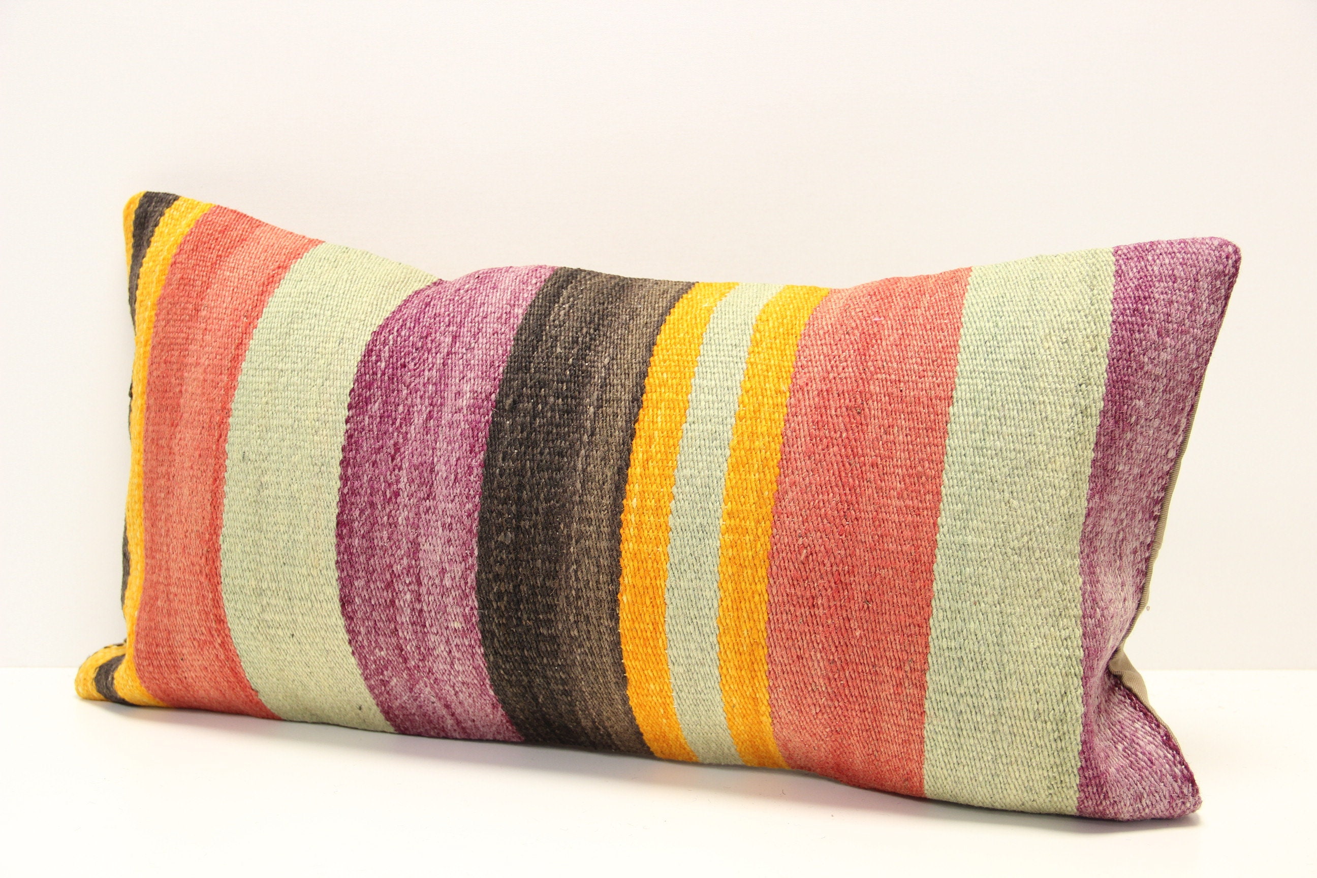 Kilim Lumbar Pillow Cover 12x24 Inch 30x60 Cm Bedding Pillow Etsy