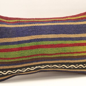 Throw Kilim Pillow Cover 12x20 inch 30x50 Cm Rustic Pillow Anatolian Natural cushion cover Turkish Handmade Decorative Bolster KB-210