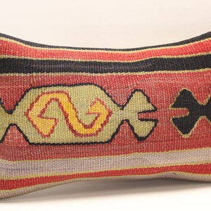 Throw Kilim Pillow Cover 12x20 inch 30x50 Cm Rustic Pillow Anatolian Natural cushion cover Turkish Handmade Decorative Bolster KB-223