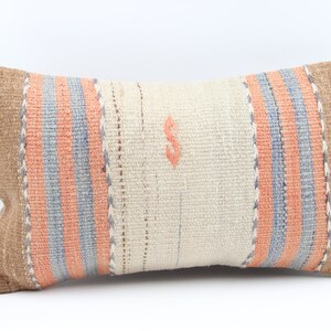 Throw Kilim Pillow Cover 12x20 inch 30x50 Cm Rustic Pillow Anatolian Natural cushion cover Turkish Handmade Decorative Bolster KB-284