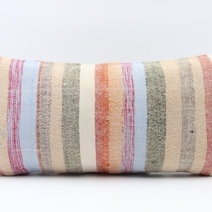 Anatolian Kilim Lumbar Pillow Cover 10x20 inch 25x50 Cm Mini size Pillow Oriental art deco cushion cover Turkish Handmade Decorative  KA-233