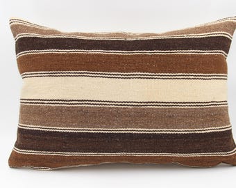 Housse de coussin lombaire kilim vintage : laine turque faite main, 40 x 61 cm