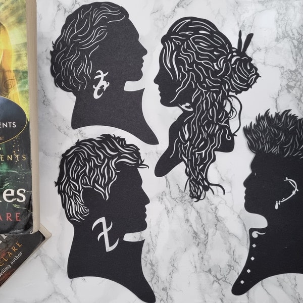 The Mortal Instruments Cutout Silhouettes, Jace Wayland, Clary Fray, Izzy Lightwood, Alec Lightwood, Magnus Bane, Simon Lewis, Shadowhunter