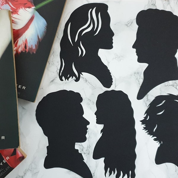 The Cullen's, Twilight Saga Cutout Silhouettes, Carlisle Cullen, Esme Cullen, Emmett Cullen, Rosalie Hale, Jasper Hale, Alice Cullen