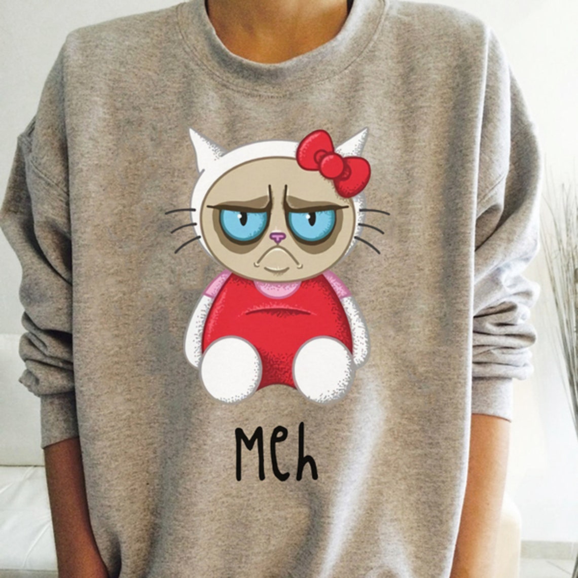 Meh cat sweatshirt funny cat sweatshirt lovely cat Etsy
