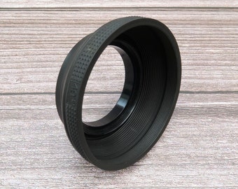 Collapsible 49mm Rubber Lens Hood With Metal Thread, Vintage Photography Accessory, Vintage 1980s, 1980s Photography