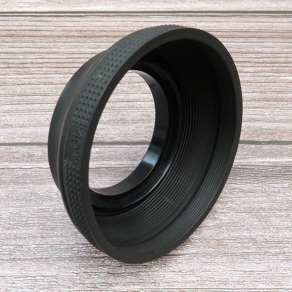 Collapsible 49mm Rubber Lens Hood With Metal Thread, Vintage Photography Accessory, Vintage 1980s, 1980s Photography