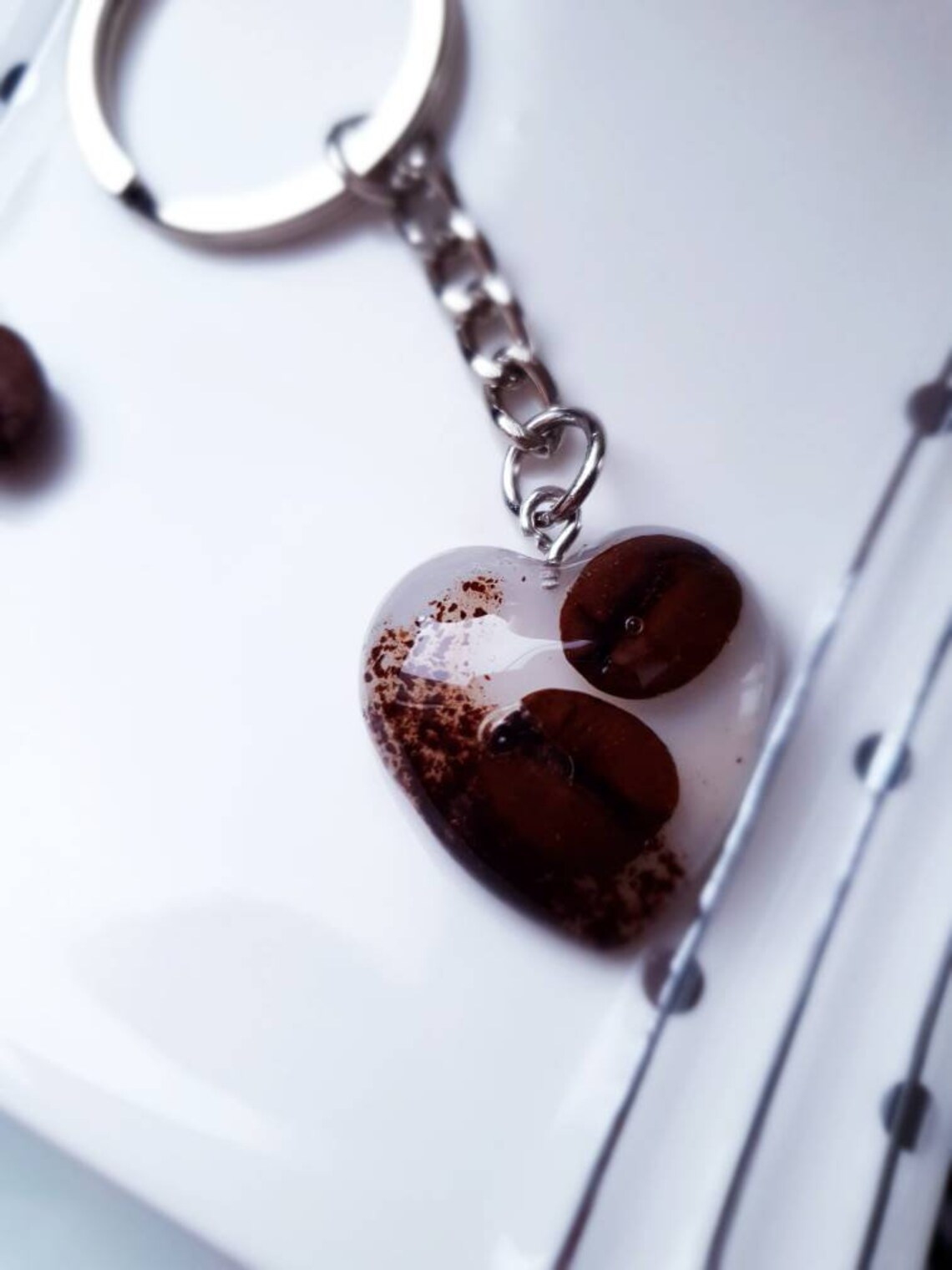 Heartshaped Keychains With Coffee Beans / Coffee Lovers / Etsy
