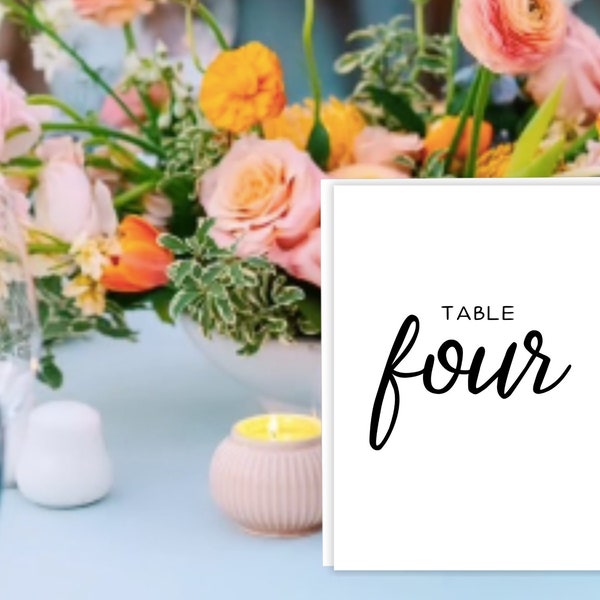 Modern Table Number Sign, Wedding Table Number Sign, Printable Table Number Sign, Table Number Canva Template, Cursive Table Number Sign
