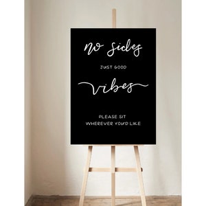 Wedding Ceremony Sign, Modern Wedding Welcome Sign, Printable No Sides Good Vibes Wedding Sign Canva Template, Minimal Wedding Welcome Sign