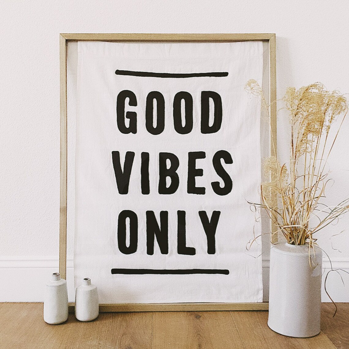 Good Vibes Only Wall Hanging 100 Embroidered Cotton Canvas Etsy