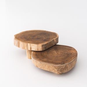 Handmade Live Edge Natural Teak Wood Riser, Home Decor Display Stand, Handcrafted Primitive Decorative Wood Pedestal