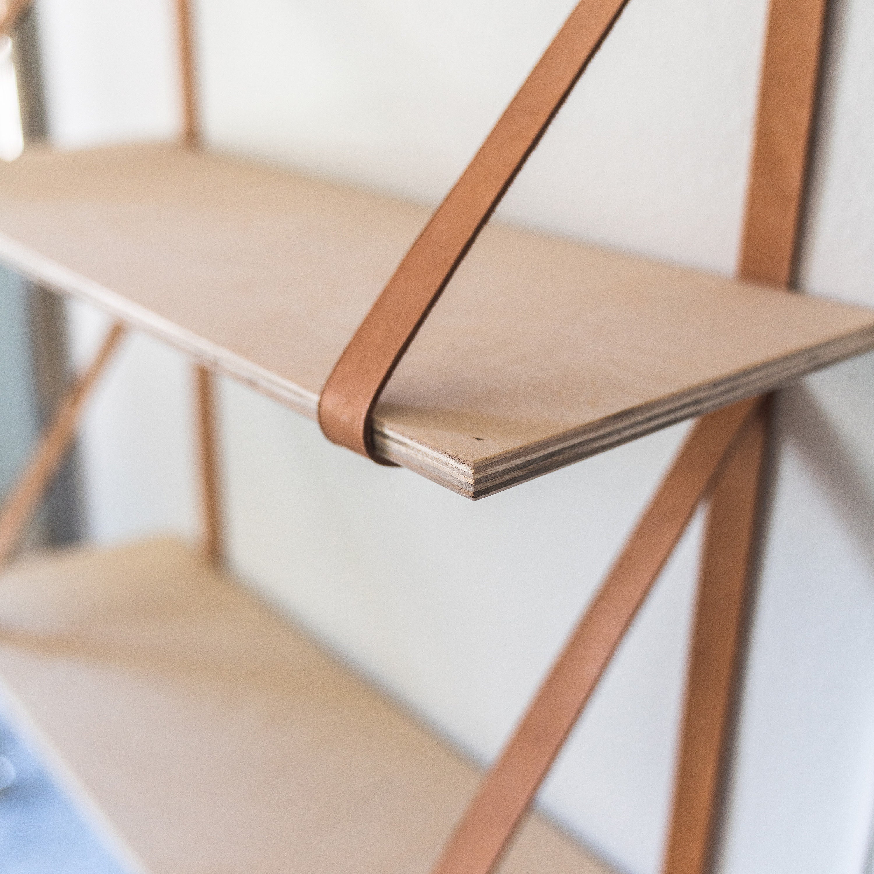 Hanging Shelves With Leather Straps Floating Wooden Shelf Etsy