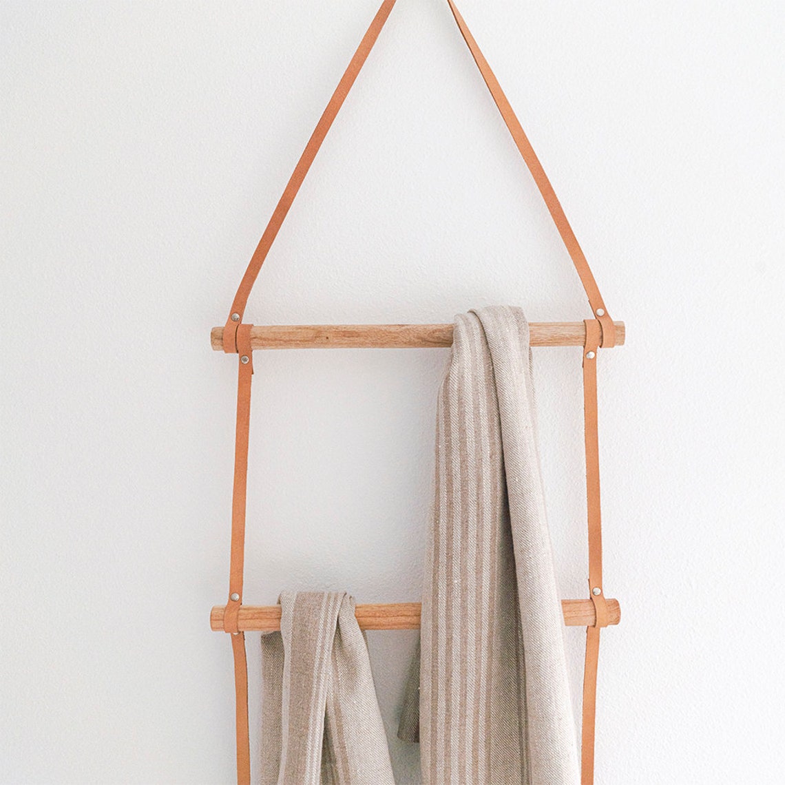 Wall Hanging Blanket Ladder with Leather Straps Handcrafted Etsy