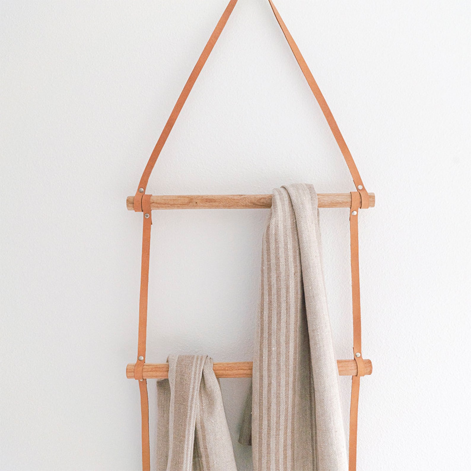Wall Hanging Blanket Ladder with Leather Straps Handcrafted Etsy