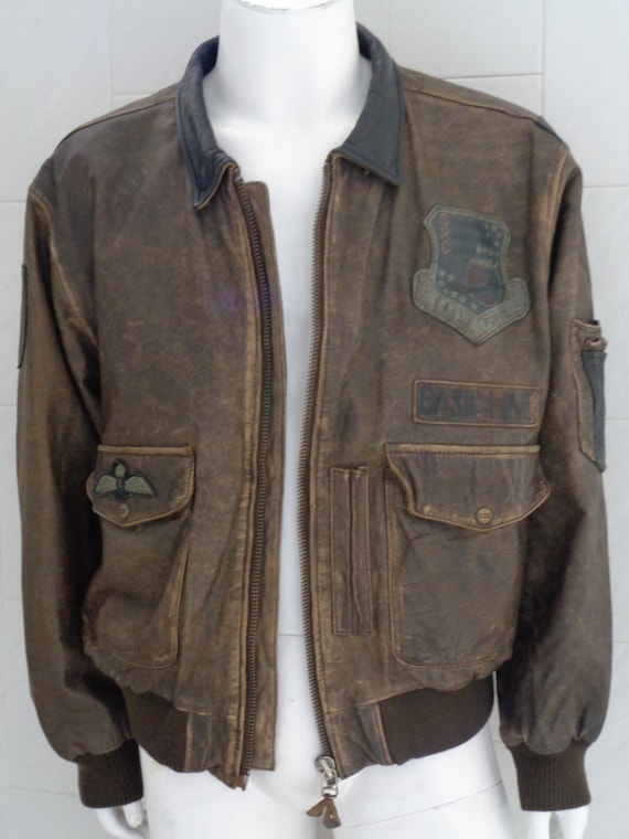 Vintage Eagle Force Basic Line Flying Leather Jac… - image 4