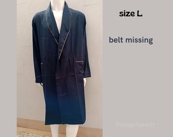 Brand new vintage Italy branded "Diliar" branded men's housecoat darkblue color men's robe, belt missing