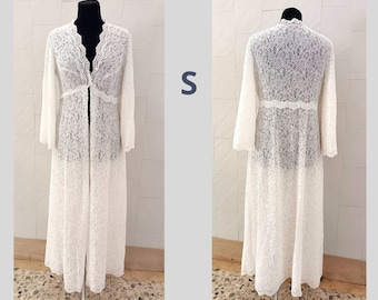 Luxury 60s Helion Peignoir – Chatillon Italy 100% Nylon Lined Robe – Bridal Nightdress & Lace Neglige – Vintage Women’s Nightwear