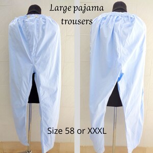 Vintage brand new Italy cotton men's Pajama trousers Light blue color 58 size highest quality natural cotton fibers night suit