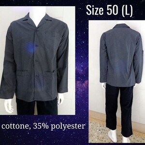 Vintage high-quality Italy cotton men&#39;s pajamas dark blue color 50 size men&#39;s pajamas highest quality marked Sky blend fibers night suit