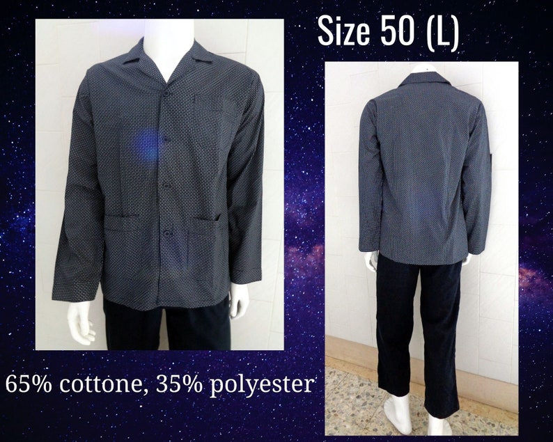 Vintage high-quality Italy cotton men#39;s pajamas dark blue co Vintage high-quality Italy cotton men#39;s pajamas dark blue co