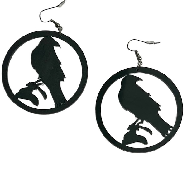 Oversized Dangle Raven Earrings