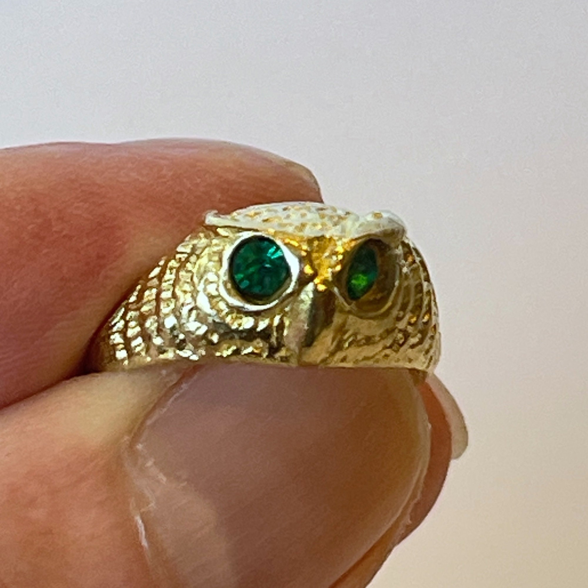 Owl Ring with 3MM CZ Eyes Etsy