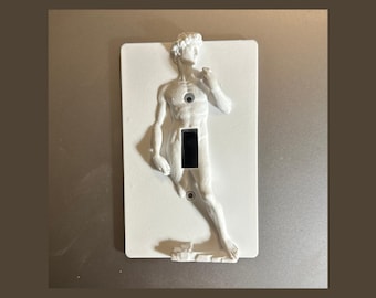 David Light Switch Plate – 3D Renaissance Art Cover, Michelangelo’s David, Unique Home Décor